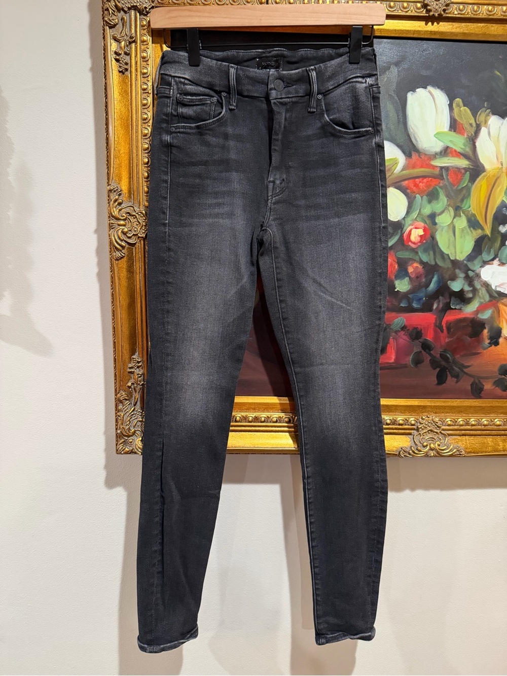MOTHER the looker Black Washed High-Rise Skinny Jeans - Women